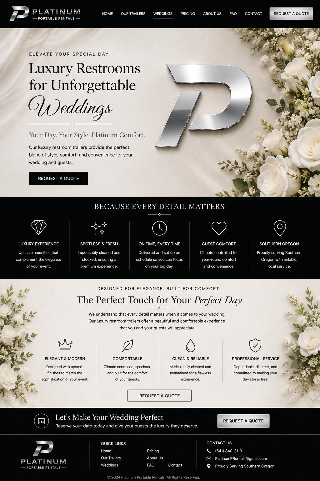 Platinum Portable Rentals wedding page